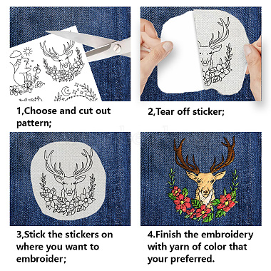 4 Sheets 11.6x8.2 Inch Stick and Stitch Embroidery Patterns(DIY-WH0455-147)-3