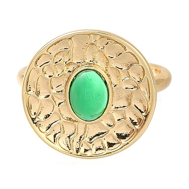 Rack Plating Flat Round Brass Glass Open Cuff Rings for Women(RJEW-M022-24G)-2