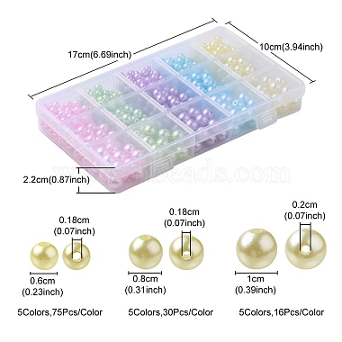 605Pcs 15 Style Spray Painted ABS Plastic Imitation Pearl Beads(OACR-YW0001-34)-4