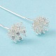 Brass Micro Pave Clear Cubic Zirconia Flower Head Pins(KK-G413-01S)-5