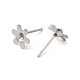 Accesorios para aretes de acero inoxidable con forma de flor que no se empaña 201(STAS-Q315-09P)-2