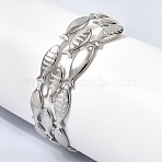 Fish 304 Stainless Steel Cuff Bangles for Women, Stainless Steel Color, Inner Diameter: 1.99 inch(5.05cm)(BJEW-A155-02P)