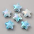 UV Platings Acrylic Beads, Iridescent, Two Tone, Star, Sky Blue, 20x22x10.5mm, Hole: 3.2mm(OACR-TAC0003-06D)