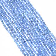 Natural Blue Chalcedony Bead Strands, Faceted, Dyed, Round, 2mm, Hole: 0.5mm, about 170~180pcs/strand, 12.9 inch~13.3 inch(330~340mm)(G-G914-2mm-16)
