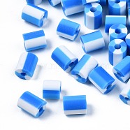 Handmade Polymer Clay Beads,  3 Tone, Column, Royal Blue, 5x2.5~6.5mm, Hole: 1.8mm(CLAY-N011-50A-04)