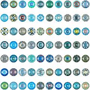 Flatback Glass Cabochons for DIY Projects, Dome/Half Round with Mixed Patterns, Mixed Color, Floral Pattern, 12x4mm, 140pcs/box(GGLA-AR0001-01I)