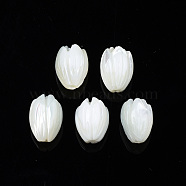 Natural Trochid Shell/Trochus Shell Beads, Flower, White, 10x7.5mm, Hole: 1mm(SSHEL-T014-33)