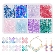 Elite 160Pcs 8 Style Transparent Spray Painted Glass Beads, Flower, Mixed Color, 12x9.5x3.5mm, Hole: 1mm, 20Pcs/style(GLAA-PH0002-42)