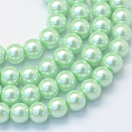 Baking Painted Glass Pearl Bead Strands, Pearlized, Round, Pale Green, 5~6mm, Hole: 1mm, about 186pcs/strand, 31.4 inch(HY-Q003-5mm-04)