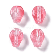 Baking Paint Glass Beads, Skull, Cerise, 10x8x7.5mm, Hole: 1mm(GLAA-S202-17C)