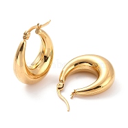 Vacuum Plating 304 Stainless Steel Chunky Hoop Earrings for Women, Golden, 26x22x8mm, Pin: 0.6mm(EJEW-F280-06B-G)