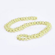 Natural Lemon Jade Beaded Necklaces, Frosted, Round, 36 inch(91.44cm)(X-NJEW-P202-36-B13)