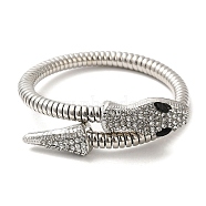 Alloy Round Snake Chain Bracelets, Rhinestone Snake Bracelet, Platinum, Inner Diameter: 2-1/8 inch(5.3cm)(BJEW-Z018-02P)