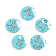 Synthetic Turquoise Charms, with Plastic Letter, Flat Round, Letter.X, 15x2mm, Hole: 1.5mm(G-L561-001X)