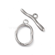 304 Stainless Steel Toggle Clasps, Oval, Real 18K Gold Plated, 24x15.5x2.5mm, Hole: 2.5mm(STAS-A092-04B-P)