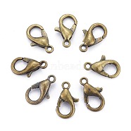 Zinc Alloy Lobster Claw Clasps, Parrot Trigger Clasps, Cadmium Free & Nickel Free & Lead Free, Antique Bronze, 10x6mm, Hole: 1mm(E103-NFAB)