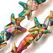 Spray Painted Synthetic Turquoise Beads Strands, Starfish, Fuchsia, 15.5x14.5x5mm, Hole: 1.2mm, about 38pcs/strand, 14.76~15.16''(37.5~38.5cm)(G-E617-A01-01)