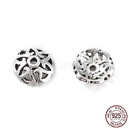 925 Sterling Silver Bead Caps, Flower, Antique Silver, 6.5x2.8mm, Hole: 0.8mm(STER-A041-02AS)