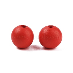 Wood European Beads, Matte Style, Round, Tomato, 15mm, Hole: 4.7mm(WOOD-M014-01A)