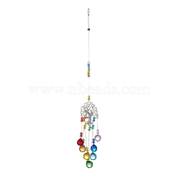 Life of Tree Suncatchers, Quartz Crystal Wall Hanging Decoration, for Home Offices Amulet Ornament, Colorful, 415mm(HJEW-G018-02AS-03)