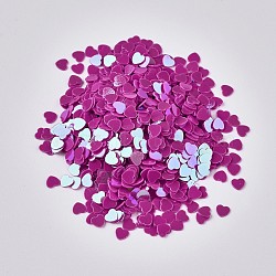 Ornament Accessories Plastic Paillette/Sequins Beads, No Hole/Undrilled Beads, Heart, Purple, 2.7x3x0.3mm, about 173075pcs/pound(PVC-F002-A07)