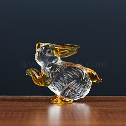 Glass Chinese Zodiac Figurines Statues for Home Office Desktop Feng Shui Ornament, Rabbit, 78.5x28.2x61.4mm(PW-WGC1701-03)