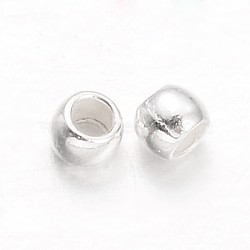 Rondelle Brass Crimp Beads, Silver, 1.5mm, Hole: 0.5mm(KK-L134-33S-01)