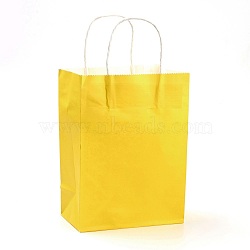 Pure Color Kraft Paper Bags, Gift Bags, Shopping Bags, with Paper Twine Handles, Rectangle, Gold, 15x11x6cm(AJEW-G020-A-13)