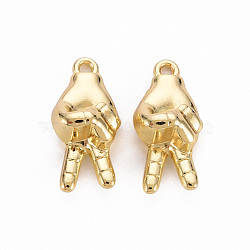 Rack Plating Alloy Pendants, Cadmium Free & Lead Free, Palm, for Win, Light Gold, 20x9.5x7mm, Hole: 1.6mm(X-PALLOY-Q433-011-RS)