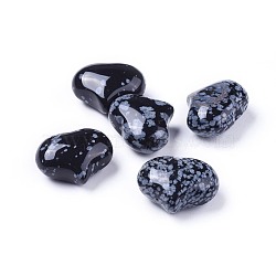 Natural Snowflake Obsidian  Beads, No Hole/Undrilled, Heart, 20x25x11~13mm(G-F659-A25)