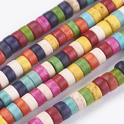 Synthetic Turquoise Beads Strands, Heishi Beads, Dyed, Flat Round/Disc, Mixed Color, 4x2mm, Hole: 1mm, about 170pcs/strand, 16 inch(TURQ-G110-4x2mm-12)