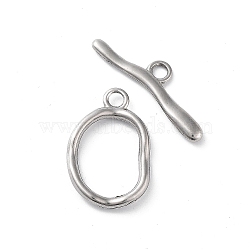 304 Stainless Steel Toggle Clasps, Oval, Real 18K Gold Plated, 24x15.5x2.5mm, Hole: 2.5mm, Bar: 8x28x2mm, Hole: 2.5mm(STAS-A092-04B-P)