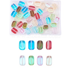48Pcs 8 Colors Synthetic Moonstone Beads Strands, Holographic Beads, Cuboid, Frosted, Mixed Color, 11~13x7~8x7~8mm, Hole: 1mm(G-SZ0001-05)