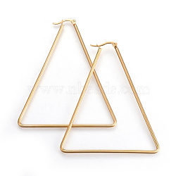 201 Stainless Steel Hoop Earrings, with 304 Stainless Steel Pin, Hypoallergenic Earrings, Triangle, Golden, 12 Gauge, 55x48.5x2mm, Pin: 1mm(EJEW-A052-02B)