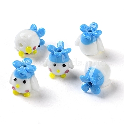 Handmade Lampwork Beads Strands, Chick, Deep Sky Blue, 16~17x17~17.5x14~14.5mm, Hole: 2.2mm, about 30pcs/strand, 18.50''~18.90''(47~48cm)(LAMP-Z007-02A)