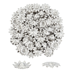 304 Stainless Steel Bead Caps, Multi-Petal, Flower, Stainless Steel Color, 18x18x4mm, 100pcs/box(STAS-UN0017-46P)