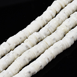Handmade Polymer Clay Beads Strands, for DIY Jewelry Crafts Supplies, Heishi Beads, Disc/Flat Round, Linen, 6x0.5~1mm, Hole: 1.8mm, about 320~447pcs/strand, 15.75 inch~16.14 inch(40~41cm)(CLAY-N008-010Q)