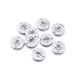 Tarnish Resistant 304 Stainless Steel Links connectors, Flat Round with Anchor, Stainless Steel Color, 11.5x1mm, Hole: 1.2mm(STAS-F240-30P)