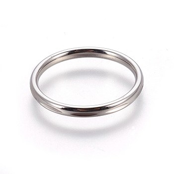 304 Stainless Steel Finger Rings, Stainless Steel Color, Size 8, 18mm
