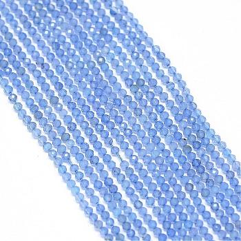 Natural Blue Chalcedony Bead Strands, Faceted, Dyed, Round, 2mm, Hole: 0.5mm, about 170~180pcs/strand, 12.9 inch~13.3 inch(330~340mm)