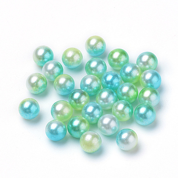 Rainbow Acrylic Imitation Pearl Beads, Gradient Mermaid Pearl Beads, No Hole, Round, Green Yellow, 10mm, about 1000pcs/bag