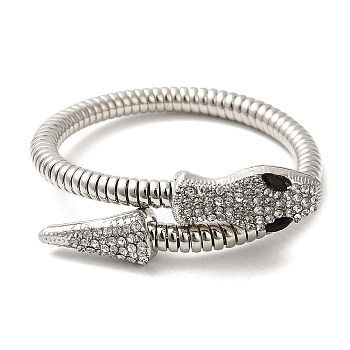 Alloy Round Snake Chain Bracelets, Rhinestone Snake Bracelet, Platinum, Inner Diameter: 2-1/8 inch(5.3cm)