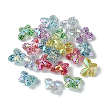Transparent Acrylic Bead, Glitter Beads, Butterfly, 14x17.5x9mm, Hole: 2mm, 595pcs/500g