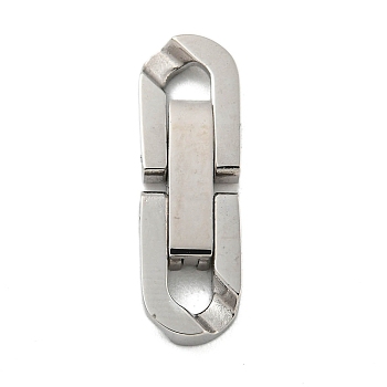 304 Stainless Steel Fold Over Clasps, for Bracelet Necklace Making, Stainless Steel Color, 18x6.5x3.5mm, Hole: 2.5mm