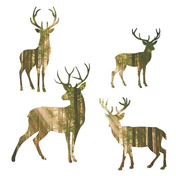 PVC Wall Stickers, Wall Decoration, Deer, 390x1180mm