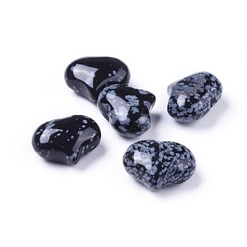 Natural Snowflake Obsidian  Heart Love Stone, Pocket Palm Stone for Reiki Balancing, 20x25x11~13mm