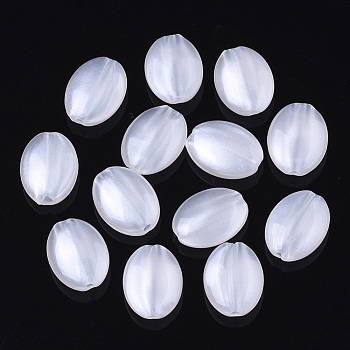 Acrylic Beads, Pearlized, Oval, Creamy White, 11.5x8x4mm, Hole: 1.5mm