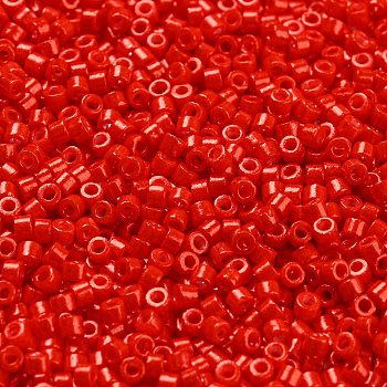 Cylinder Seed Beads, Opaque Colours Luster, Uniform Size, Red, 2x1.5mm, Hole: 0.8mm, about 40000pcs/bag, about 450g/bag