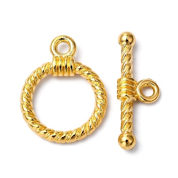 Tibetan Style Toggle Clasps, Lead Free & Cadmium Free & Nickel Free, Ring, Golden, Ring: 19x14x3mm, Hole: 2mm, Bar: 20x8x3mm, Hole: 2mm