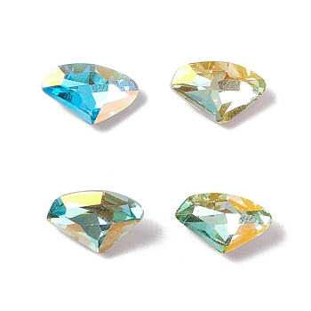 Glass Rhinestone Cabochons, Pointed Back & Back Plated, Triangle, Mixed Color, 9x14x4mm